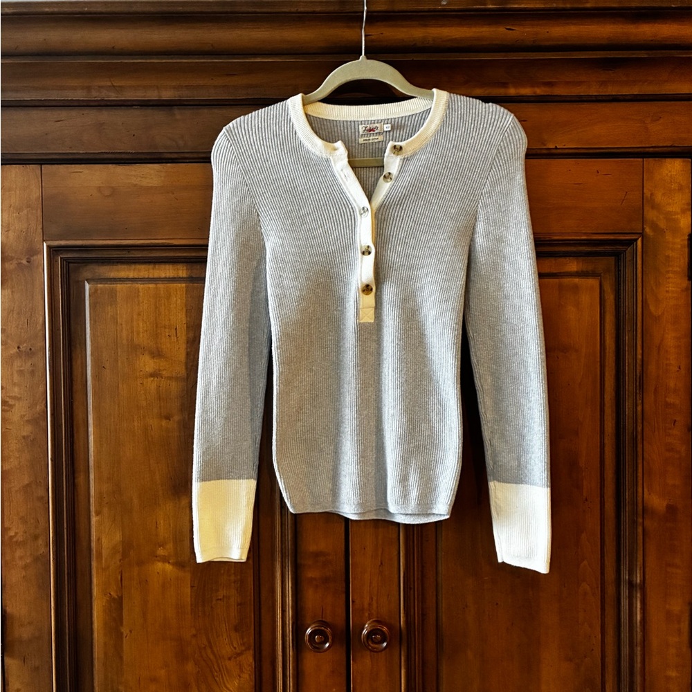 Gray and Cream Stripe Henley